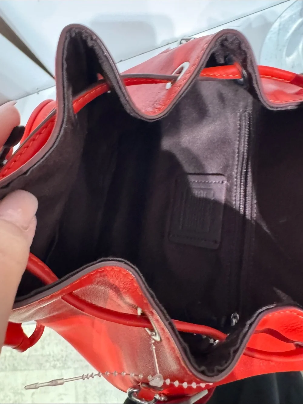 Coach pace Red Top-Flap Backpack with Front Zip Pocket